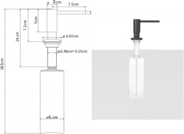 Трехходовой смеситель черного цвета, выдвижной излив.