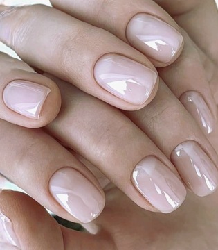 PAZNOKCIE SZTUCZNE TIPSY KWADRAT NUDE short square Z KLEJEM 24SZT