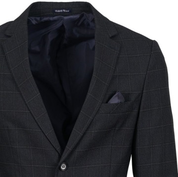 MARYNARKA MĘSKA W KRATĘ WIZYTOWA ELEGANCKA CASUAL TURECKA GRAFITOWA 60