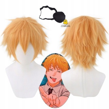 Anime Chainsaw Man Denji peruka do Cosplay złoty b