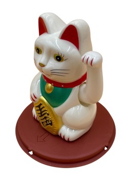 SOLARNY Japoński Kot Maneki-Neko Chiński Szczęścia 10cm Biały
