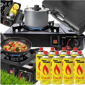 KUCHENKA GAZOWA TURYSTYCZNA NA KARTUSZE PRZENOŚNA POLOWA + 8 x KARTUSZ GAZU