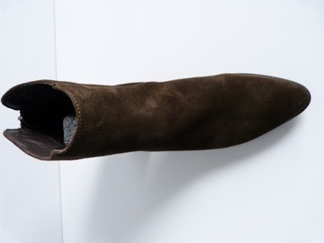 Brązowe klasyczne botki na obcasie skórzane buty damskie kowbojki Kazar 37