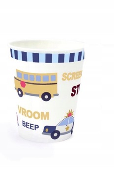 Kubki papierowe 250ml 6szt urodziny pojazdy auta