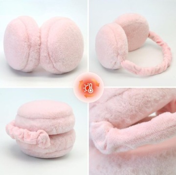 NAUSZNIKI ZIMOWE DAMSKIE OCIEPLANE PLUSZOWE CIEPŁE SKŁADANE FUTERKO OPASKA