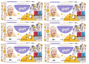 ZESTAW CHUSTECZKI NAWILŻANE Happy Mleko i Miód 384szt.