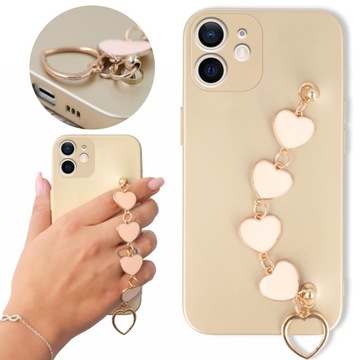 Etui Metalic Złoty do IPHONE 12 z Łańcuszkiem