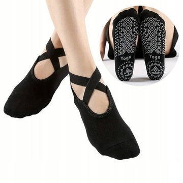 DAMSKIE SKARPETKI DO JOGI DO TAŃCA BALETKI CZARNE ANTYPOŚLIZGOWE