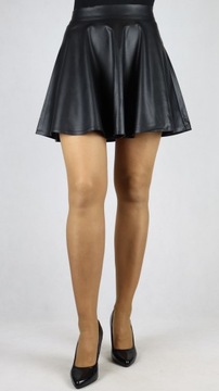 SPÓDNICA EKO SKÓRA KOŁO MINI ROZKLOSZOWANA r. 40