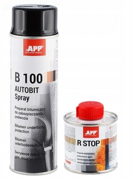 Neutralizator rdzy R STOP 100ml + Masa bitumiczna CZARNA B100 SPRAY 500ml