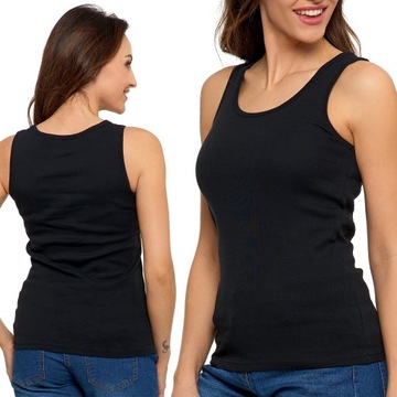 MORAJ TOP damski bokserka gładka podkoszulek bawełniany na RAMIĄCZKACH 3XL