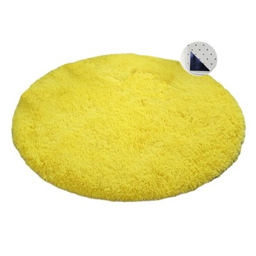 DYWANIK SALON SYPIALNIA OKRĄGŁY 140 cm MIĘKKI PLUSZOWY SHAGGY ŻÓŁTY DYWAN