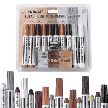 РЕМОНТНЫЙ КОМПЛЕКТ ДЛЯ РЕМОНТ МЕБЕЛЬНЫХ ПАНЕЛЕЙ ВОСК, маркер для ремонта дерева.