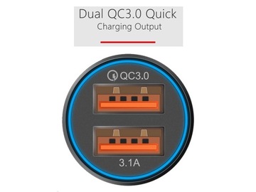БЫСТРОЕ АВТОМОБИЛЬНОЕ ЗАРЯДНОЕ УСТРОЙСТВО USB 3.1A QC 3.0 2xUSB