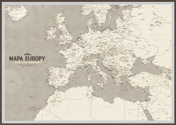 Mapa Europy i basenu Morza Śródziemnego - turystyczna 