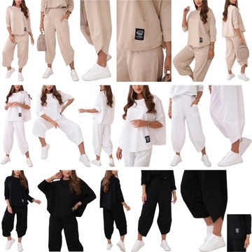 ЭЛЕГАНТНЫЙ ИТАЛЬЯНСКИЙ ХЛОПКОВЫЙ КОМПЛЕКТ СВИТШОТ БРЮКИ OVERSIZE U