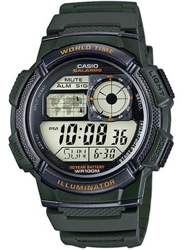 ZEGAREK CASIO RETRO SPORTOWY WODOSZCZELNY PODŚWIETLANY 10 BAR ZIELONY