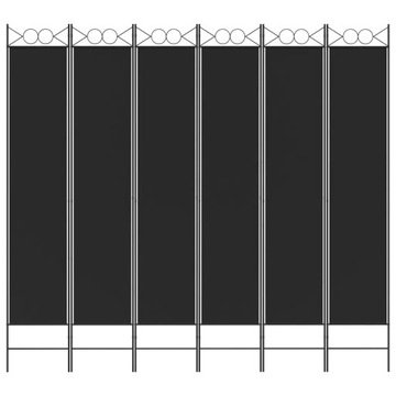 Экран vidaXL 6-панельный, черный, 240х220 см, ткань