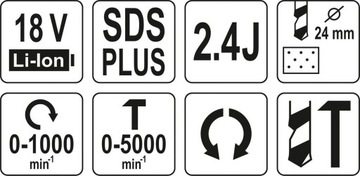 ДРЕЛЬ YATO HAMMER SDS+ 18V +2Ah