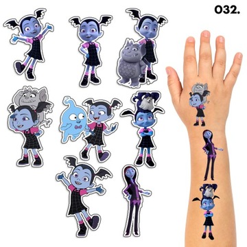 TATUAŻE ZMYWALNE DLA DZIECI TYMCZASOWE VAMPIRINA - 8 EL. / 150 WZORÓW