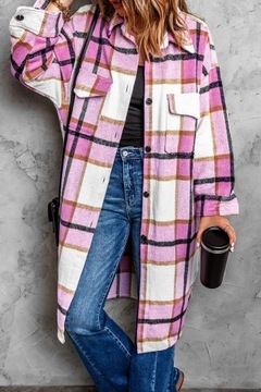 Женская клетчатая куртка на пуговицах с длинным рукавом Fashion 3XL