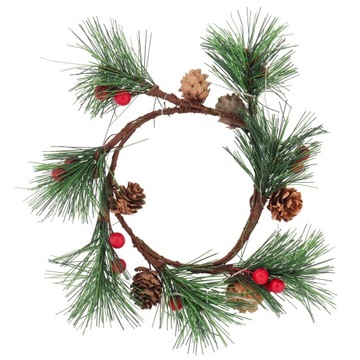 Wianek z jarzębiny z szyszkami stroik 16cm