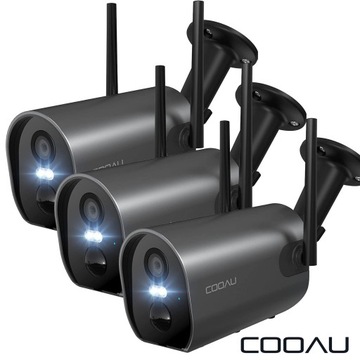 3szt 2K 3MPx Kamera IP Zewnętrzna WiFi Monitoring PIR Baterią Bezprzewodowa