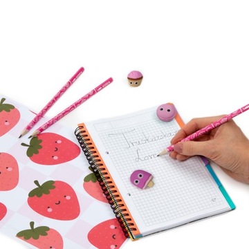 АРОМАТИЧЕСКАЯ КЛУБНИКА Ластики и карандаши НАБОР из 3 шт. ТОРТ КИДЕА