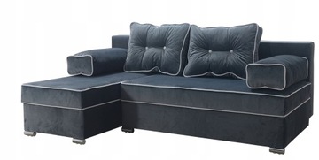 Narożnik Mevi welurowy plusz miękki chesterfield