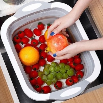 СКЛАДНАЯ СИЛИКОНОВАЯ ЧАША ДЛЯ СЛИВА РАЗДЕЛОЧНАЯ ДОСКА ТУРИСТИЧЕСКАЯ МОЙКА 3в1