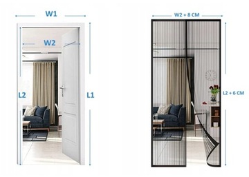 MOSKITIERA DRZWI MAGNETYCZNA ZASŁONA NA OKNO BALKONOWE 90x230 MAGNES KOMAR