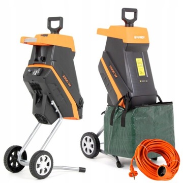 ИЗМЕЛЬЧИТЕЛЬ ВЕТВИ 2500ВТ Измельчитель 45мм КОРЗИНА + УДЛИНИТЕЛЬ