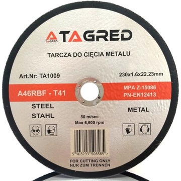 10x TARCZA DO CIĘCIA METALU STALI SLIM RBF 230x1.6