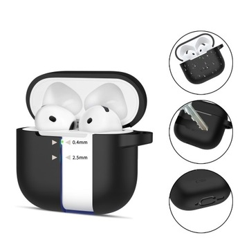 СИЛИКОНОВЫЙ ЧЕХОЛ TECH PROTECT ДЛЯ APPLE AIRPODS 4, ЧЕРНАЯ КРЫШКА