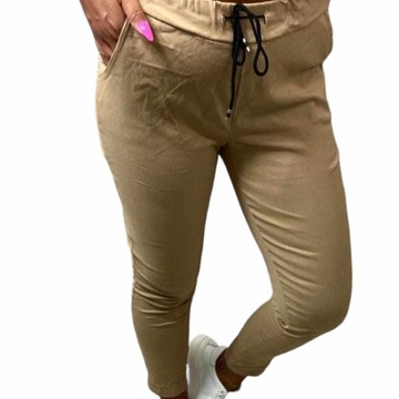 S403 SPODNIE GNIECIONE WIĄZANE GŁADKIE BEŻOWE r. 48 (4XL)