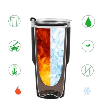 KUBEK TERMICZNY NA WODĘ TERMOS SAMOCHOD ZE STALI NIERDZEWNEJ Z SŁOMKĄ 30OZ