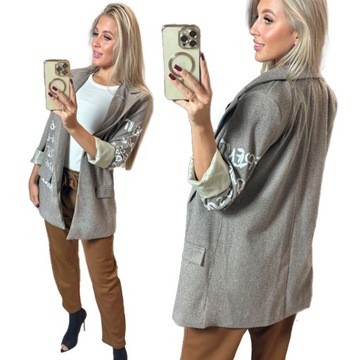Marynarka damska Harris Tweed żakiet jodełka beżowa one size