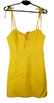 Forever 21 sukienka żółta bawełna len lato S 36