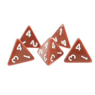 ZESTAW 25 KOSTEK K4 RPG BRĄZOWA KOŚĆ CZTEROŚCIENNA