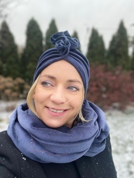 Komplet Turban Luba wr8 i komin na zimę z weluru