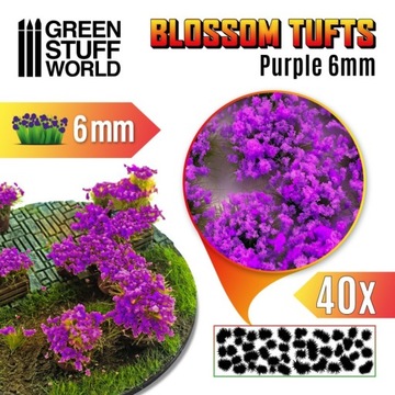 Blossom Tufts - 6mm self-adhesive - Purple Flowers