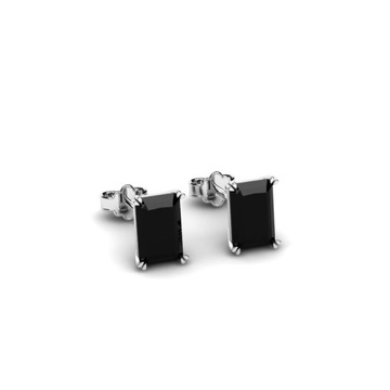 KOLCZYKI BIAłE ZłOTO CZARNE CYRKONIE 6X4MM 14KR