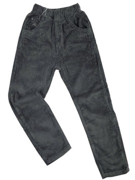 SPODNIE sztruksy w gumkę RACERS r 140 cm DARK