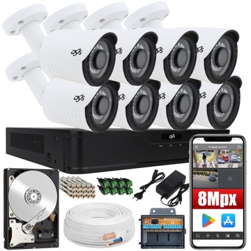 ZESTAW MONITORINGU 8x KAMERY ZEWNĘTRZNE ANALOG 1TB