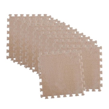 10 sztuk mata do zabawy dla dzieci 30x30cm pluszowa piankowa mata podłogowa z puzzlami kwadratowa brązowa