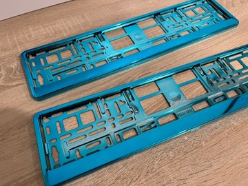 Рамка номерного знака БИРЮЗОВЫЙ ХРОМ 2 шт.