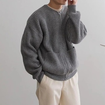 Sweater Cardigan Male Knitting Outwear Men's Colla