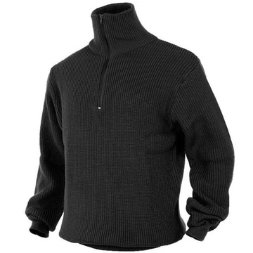 Sweter Bluza Golf ciepły wojskowy kołnierz Bluza Mil-Tec Troyer Czarny 52