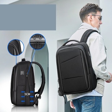 Trzykomorowy pojemny plecak FRN 7619 na laptopa 15,6 z USB podróżny