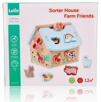 СОРТИРОВКА LELIN С ЖИВОТНЫМИ ДЕРЕВЯННАЯ КУКУРУЗА 10 ЭЛЕМЕНТОВ. ФЕРМЕРСКИЙ ДОМ